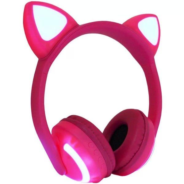 Fone De Ouvido Bluetooth Infantil Orelha Led Rosa (0)