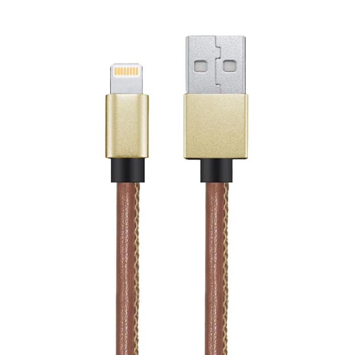 Cabo USB Lightning Couro Marrom Premium 1,5 Metros Ligh12 Geonav (0)