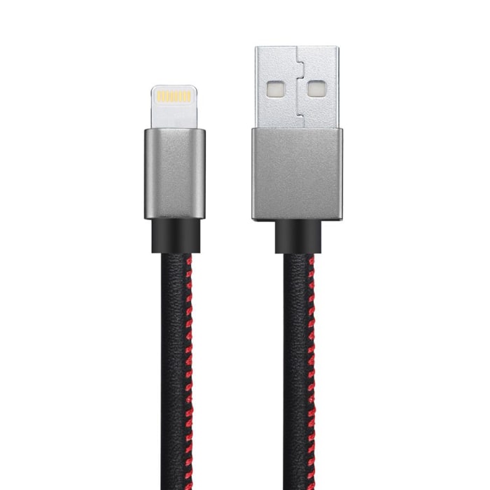 Cabo USB Lightning Couro Preto Premium 1,5 Metros Ligh13 Geonav (0)